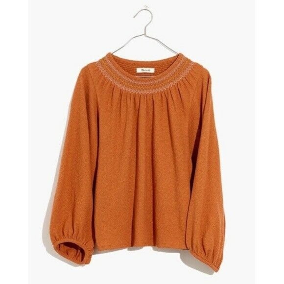 Madewell Tops - Madewell Superlight Jacquard Embroidered Smocked T